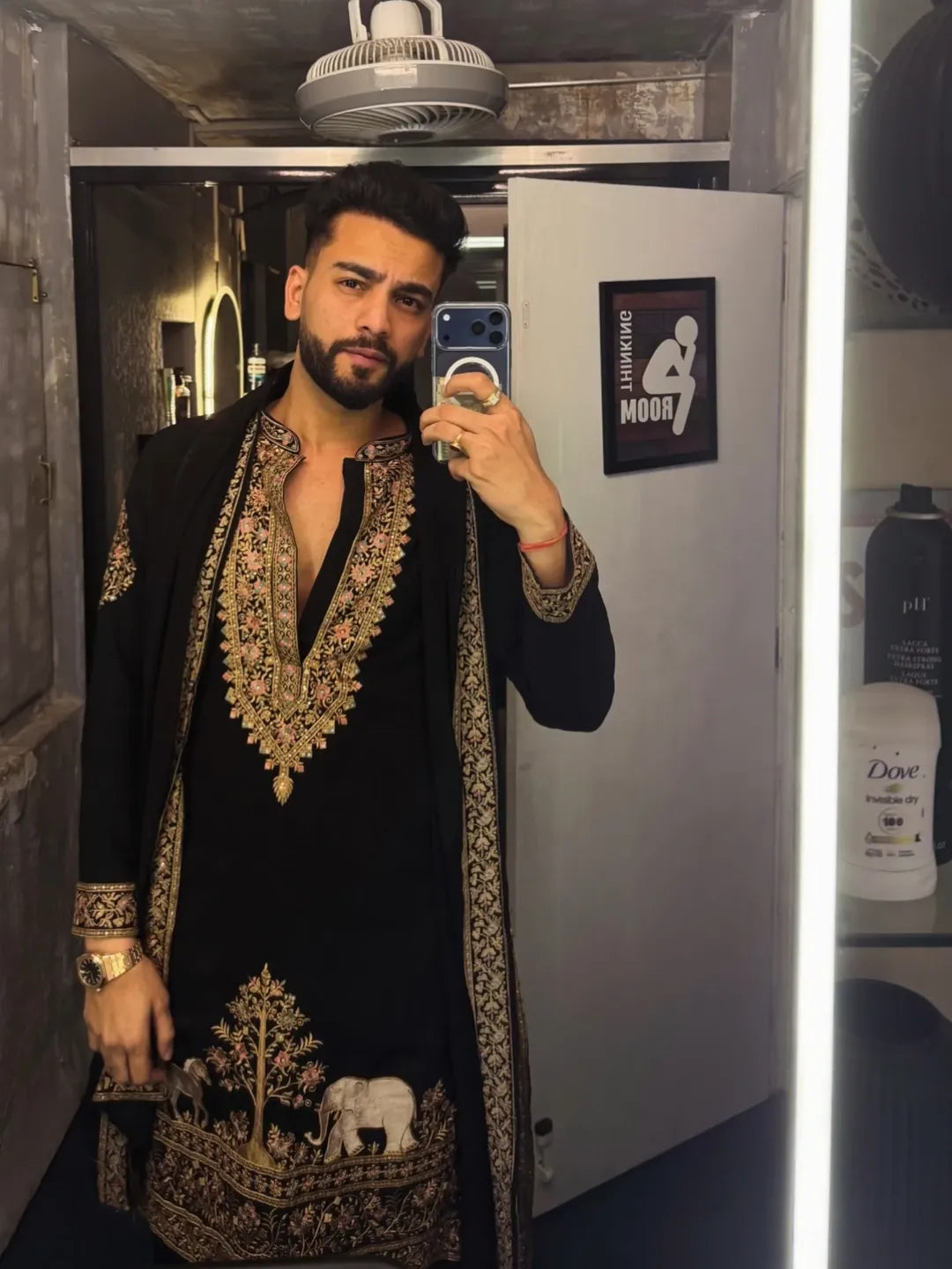 Elvish Yadav Adition Black kurta Dupata set With Embroidery