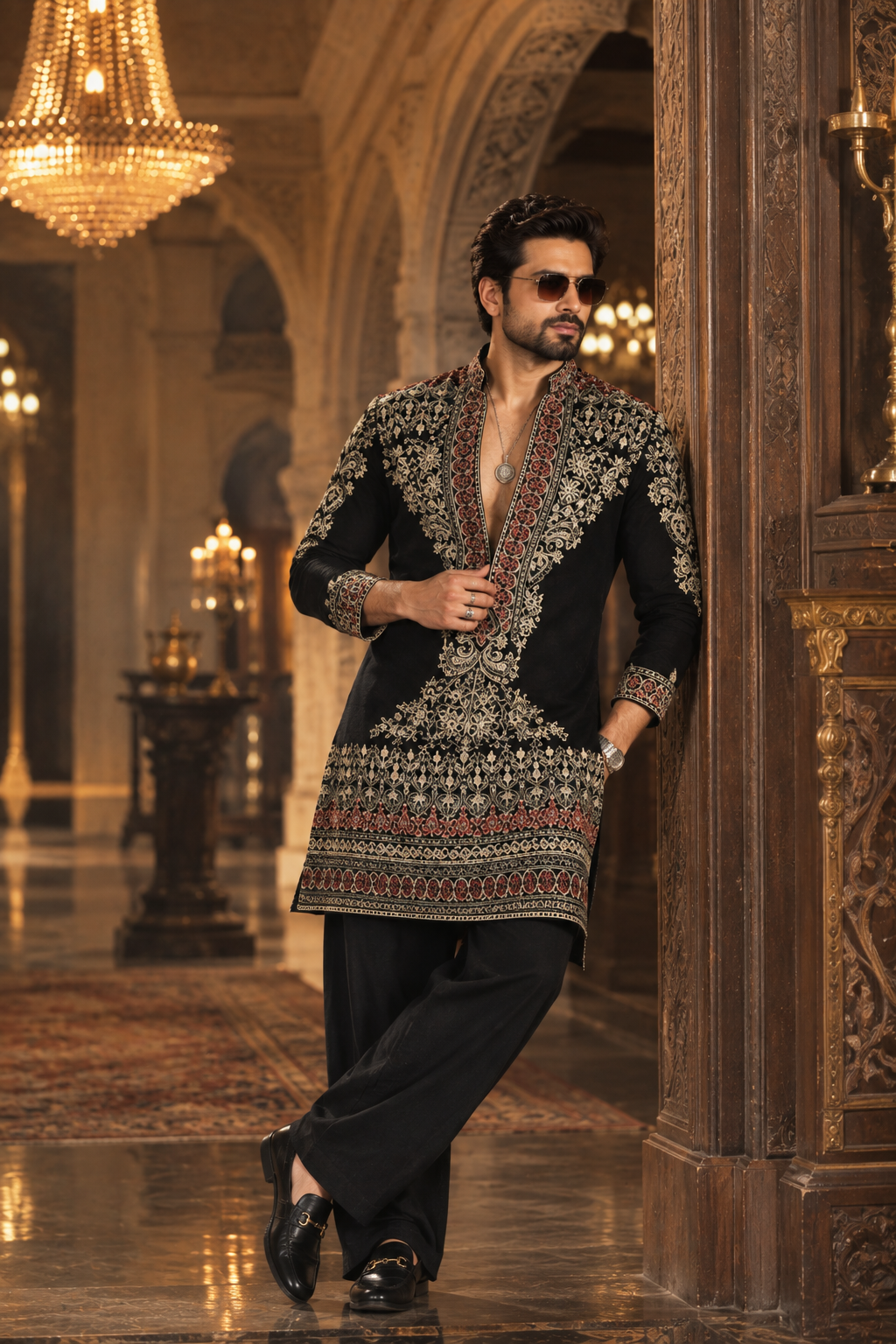 Black Heavy Embroidery  Kurta Set { Emraan Hasmi Inspire}
