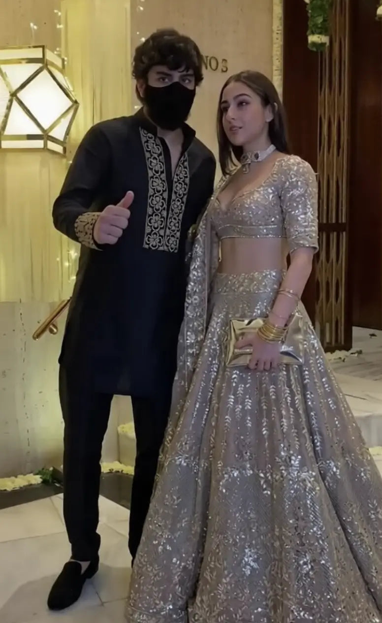 IBRAHIM Adition Z BLACK KURTA SET WITH EMBROIDERYP