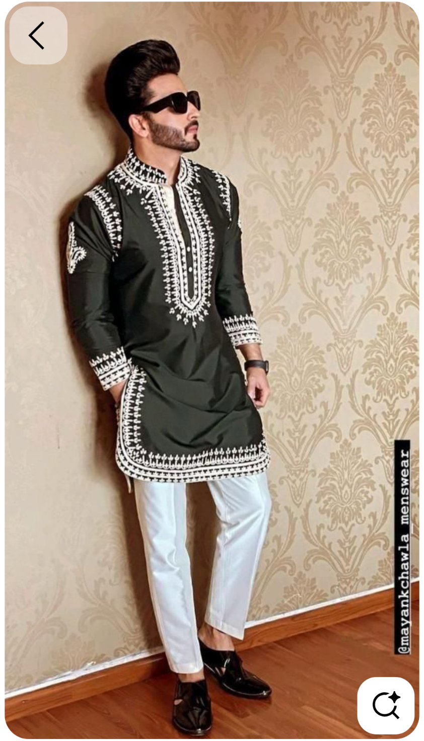 Olive green kurta set with Embroidery