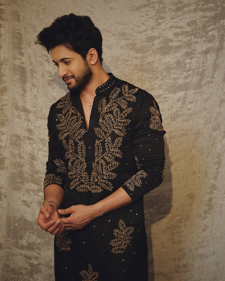 Rohit Saraf Black Kurta set With Embroidery