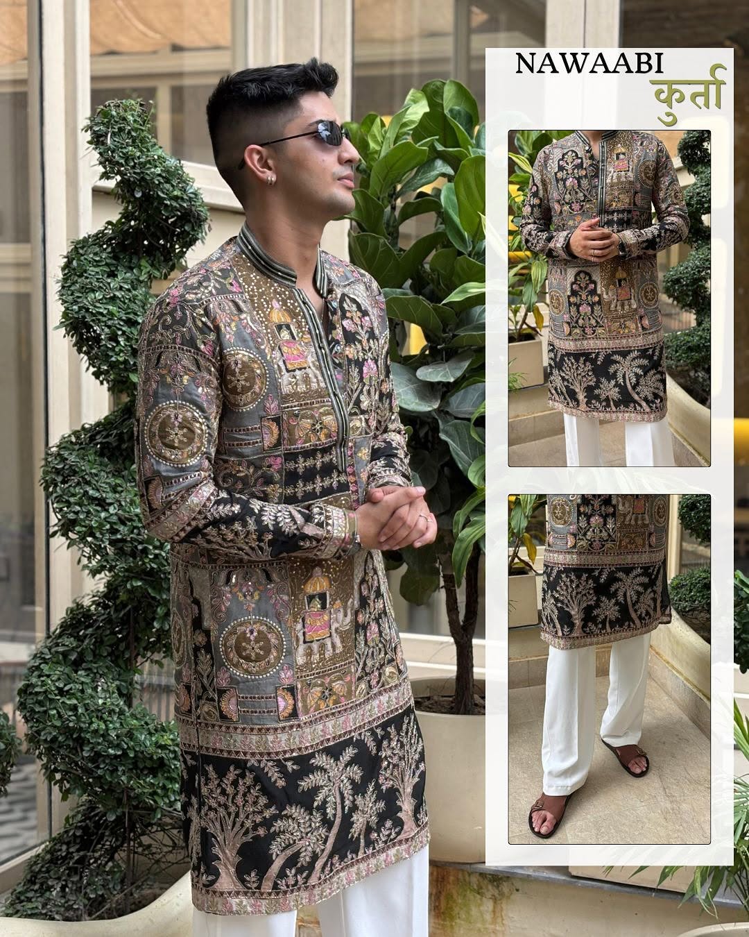 Black print kurta