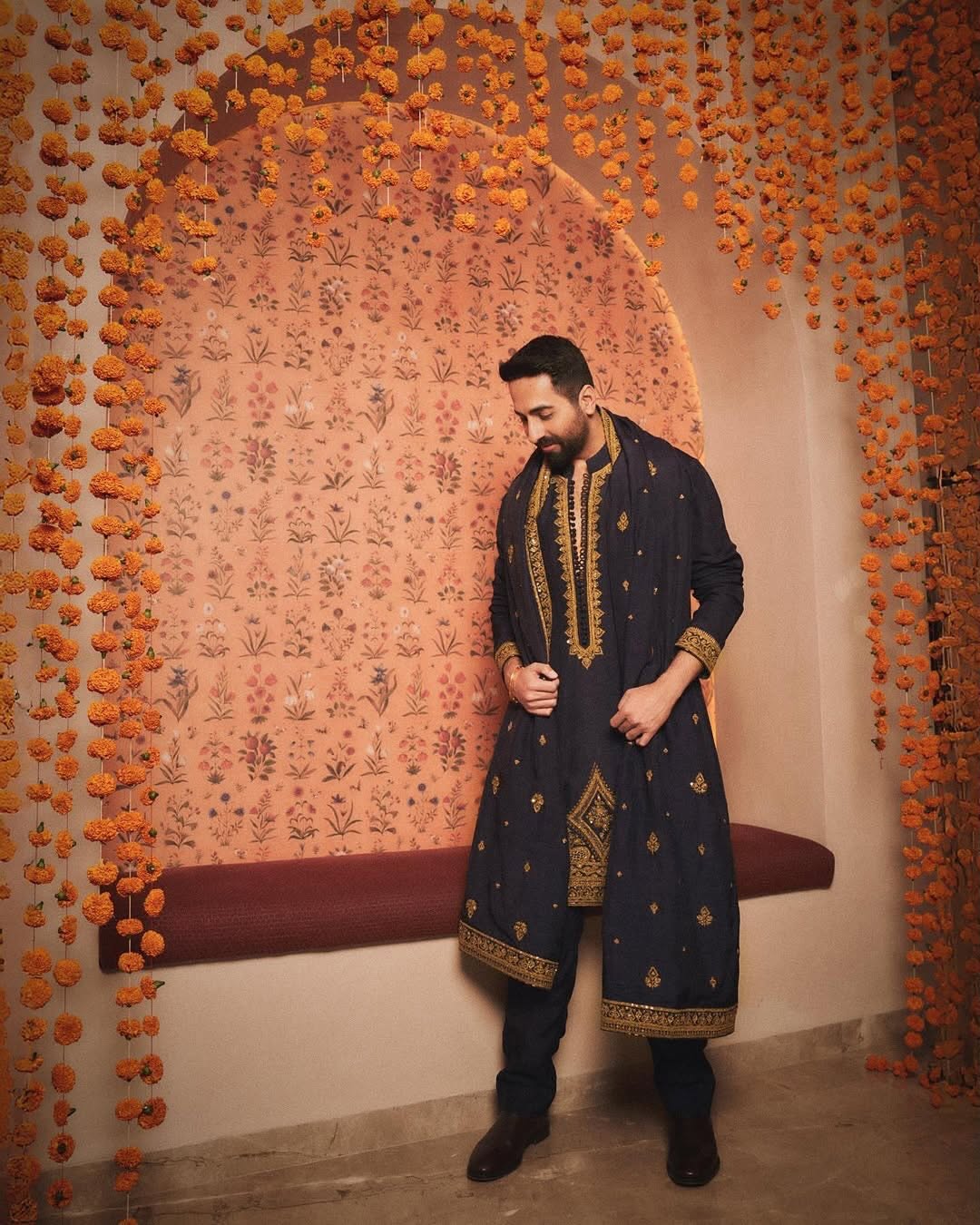 BLACK Ayushman Adition kurta Set With Dupatta Embroidery work