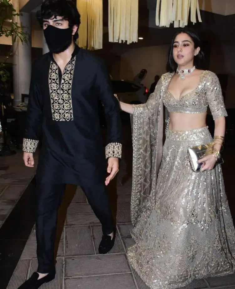 IBRAHIM Adition Z BLACK KURTA SET WITH EMBROIDERYP