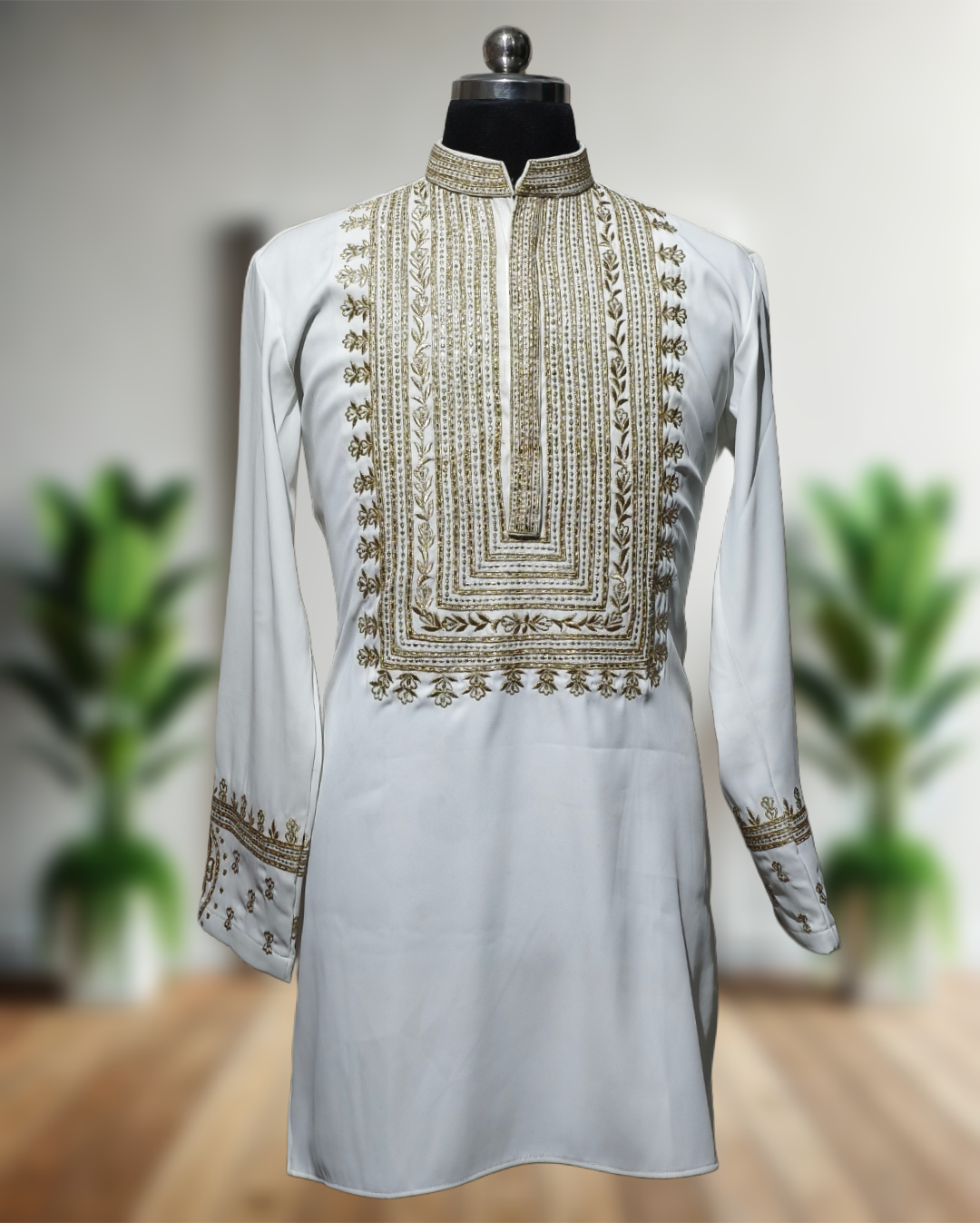 Ivory silk kurta set with Embroidery