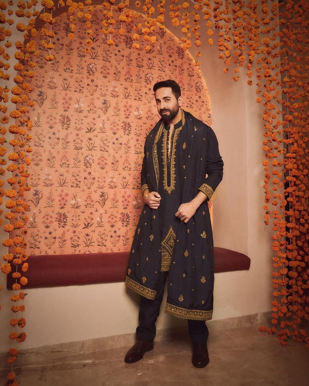 BLACK Ayushman Adition kurta Set With Dupatta Embroidery work